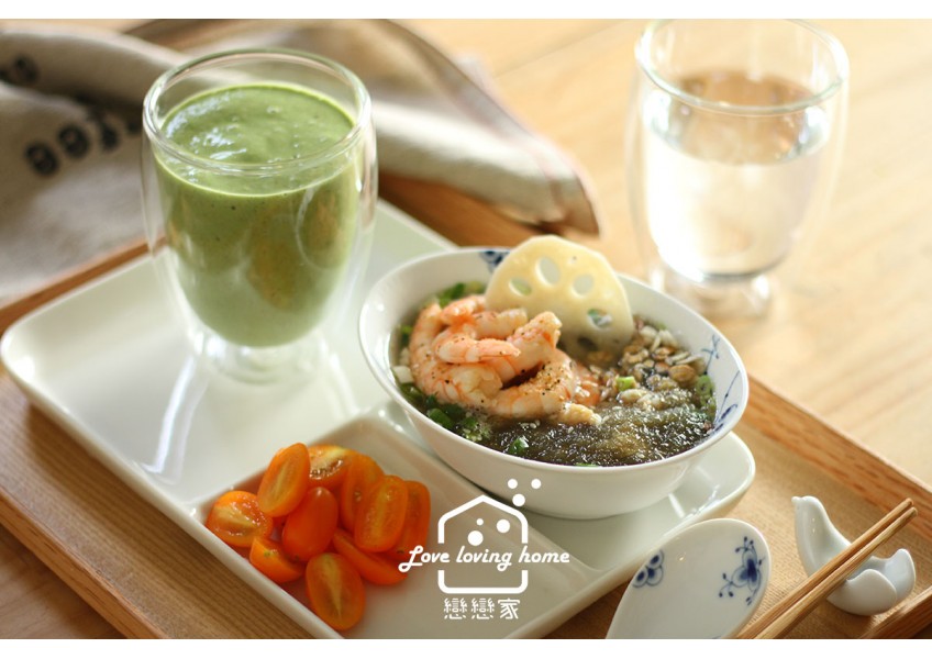 蝦仁燕麥粥+小松菜綠拿鐵+小番茄 / 211餐盤+168輕斷食