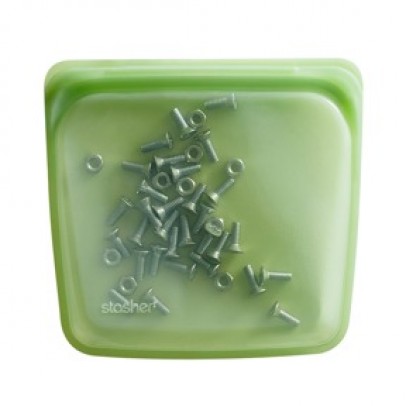 STASHER白金矽膠密封袋：方形-綠